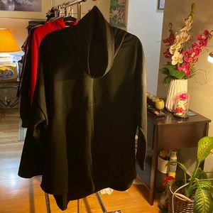 Black turtle neck shirt.